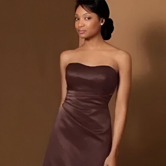 EUC Alfred Angelo 7041s Expresso Bridesmaid Prom Dress - Picture 1 of 12